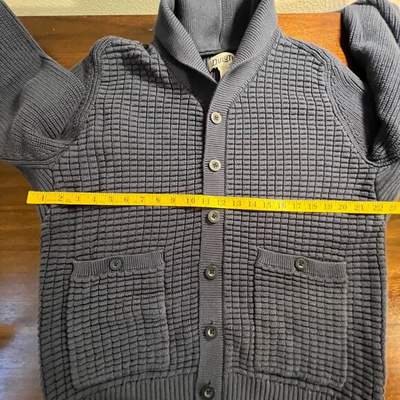 Duluth Thick Knit Mens Cardigan Chunky Waffle Retirement Shawl Cotton Blue Large - Picture 4 of 9